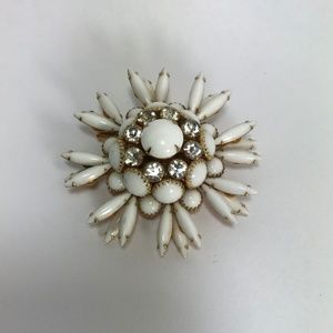 Vintage Milk Glass Mid Century Brooch